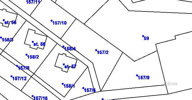 Parcela st. 157/2 v KÚ Benkov, Katastrální mapa