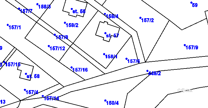 Parcela st. 158/1 v KÚ Benkov, Katastrální mapa