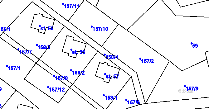 Parcela st. 158/4 v KÚ Benkov, Katastrální mapa
