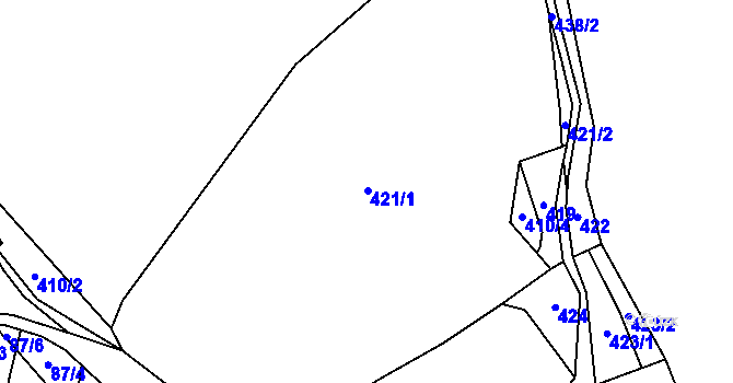 Parcela st. 421 v KÚ Benkov, Katastrální mapa