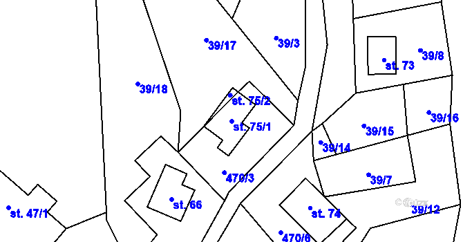 Parcela st. 75/1 v KÚ Benkov, Katastrální mapa
