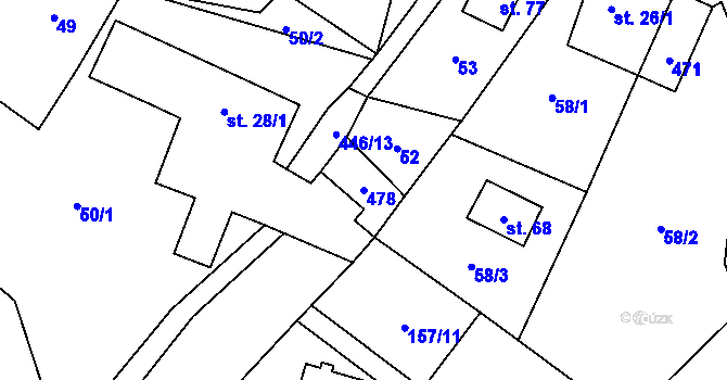 Parcela st. 478 v KÚ Benkov, Katastrální mapa