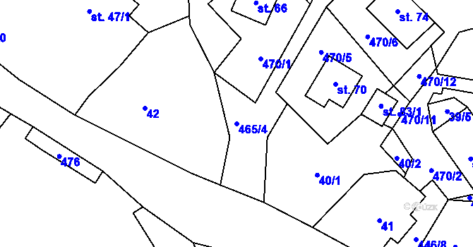 Parcela st. 465/4 v KÚ Benkov, Katastrální mapa