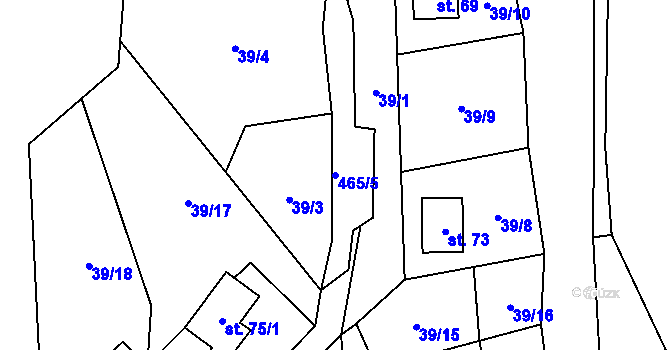 Parcela st. 465/5 v KÚ Benkov, Katastrální mapa