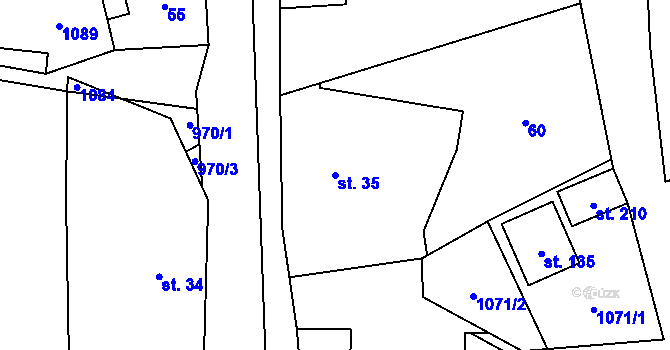 Parcela st. 35 v KÚ Dlouhomilov, Katastrální mapa