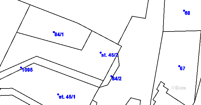 Parcela st. 45/2 v KÚ Dlouhomilov, Katastrální mapa
