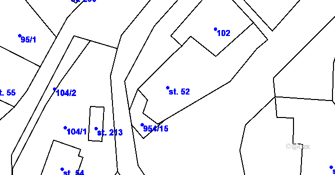 Parcela st. 52 v KÚ Dlouhomilov, Katastrální mapa