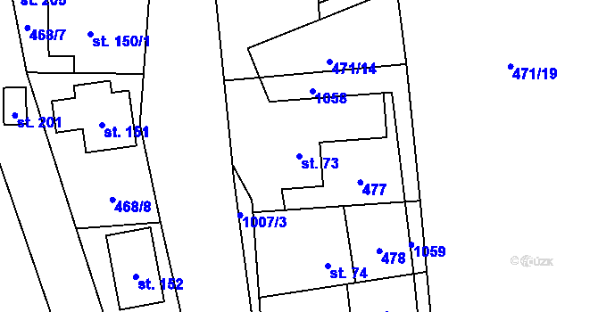 Parcela st. 73 v KÚ Dlouhomilov, Katastrální mapa