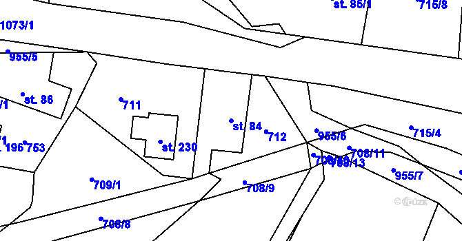 Parcela st. 84 v KÚ Dlouhomilov, Katastrální mapa