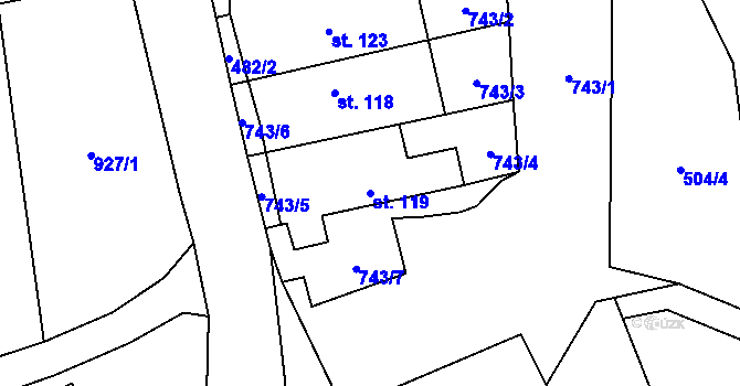 Parcela st. 119 v KÚ Dlouhomilov, Katastrální mapa