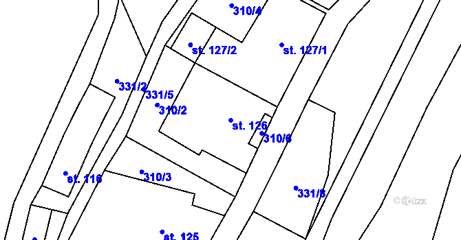 Parcela st. 126 v KÚ Dlouhomilov, Katastrální mapa