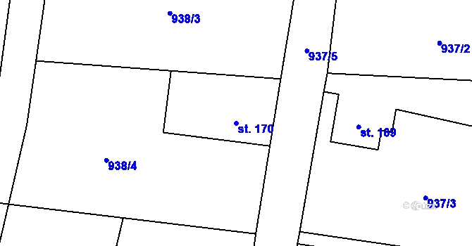 Parcela st. 170 v KÚ Dlouhomilov, Katastrální mapa