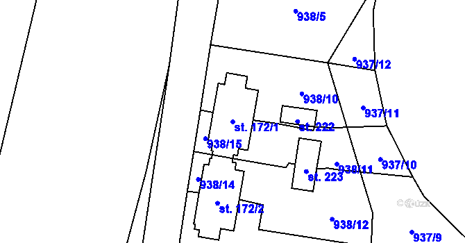 Parcela st. 172/1 v KÚ Dlouhomilov, Katastrální mapa