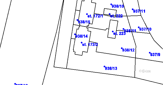 Parcela st. 172/2 v KÚ Dlouhomilov, Katastrální mapa