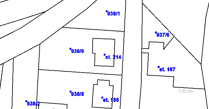 Parcela st. 214 v KÚ Dlouhomilov, Katastrální mapa