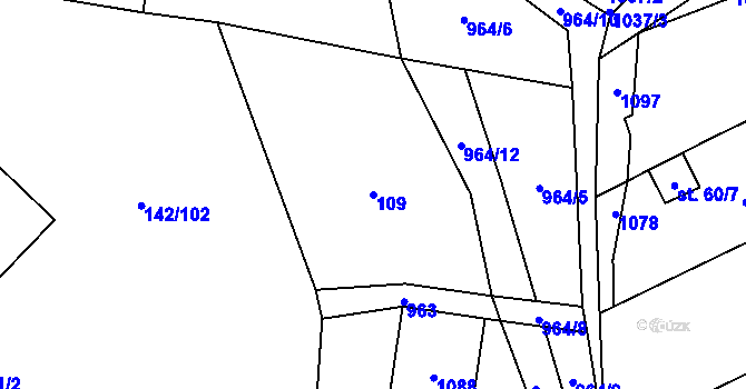 Parcela st. 109 v KÚ Dlouhomilov, Katastrální mapa