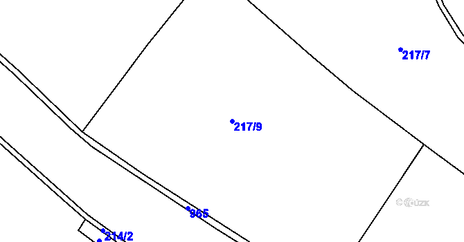 Parcela st. 217/9 v KÚ Dlouhomilov, Katastrální mapa