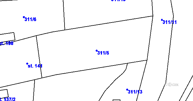 Parcela st. 311/5 v KÚ Dlouhomilov, Katastrální mapa