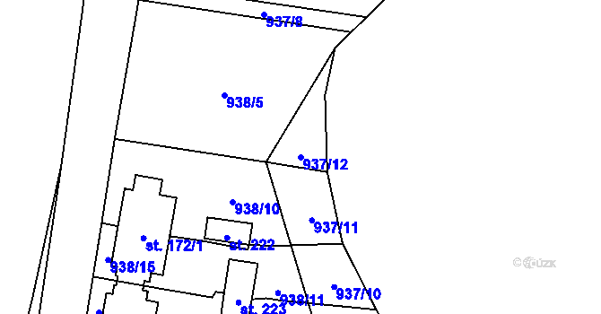 Parcela st. 937/12 v KÚ Dlouhomilov, Katastrální mapa