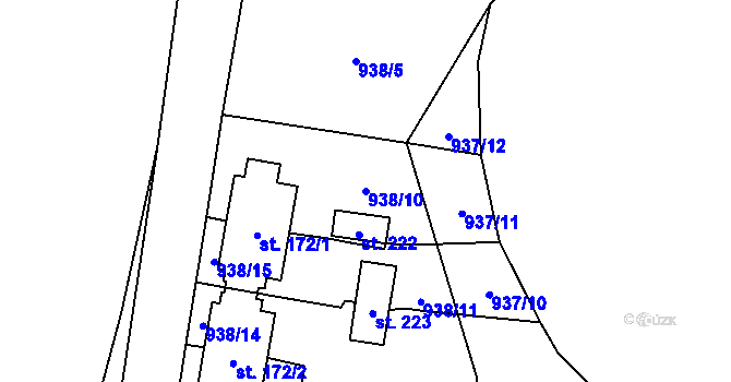 Parcela st. 938/10 v KÚ Dlouhomilov, Katastrální mapa