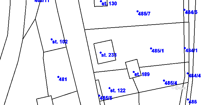 Parcela st. 233 v KÚ Dlouhomilov, Katastrální mapa