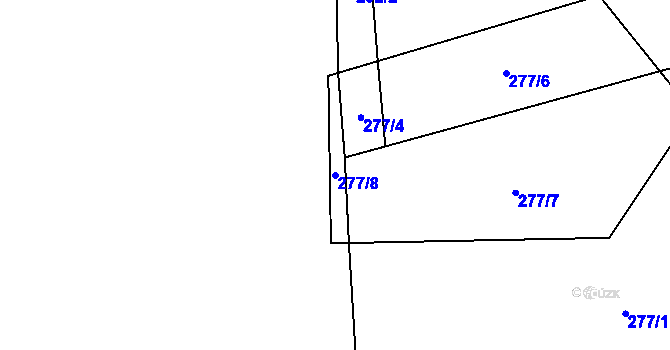Parcela st. 277/8 v KÚ Dlouhomilov, Katastrální mapa