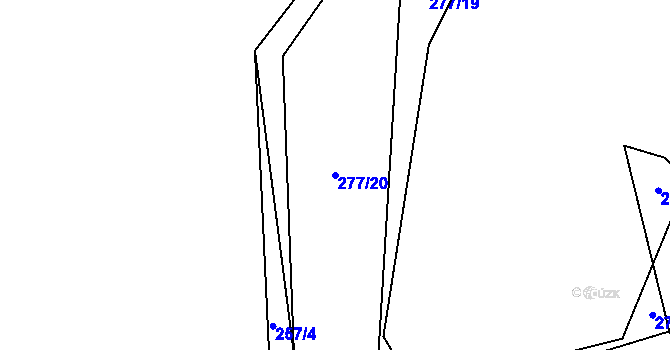 Parcela st. 277/20 v KÚ Dlouhomilov, Katastrální mapa