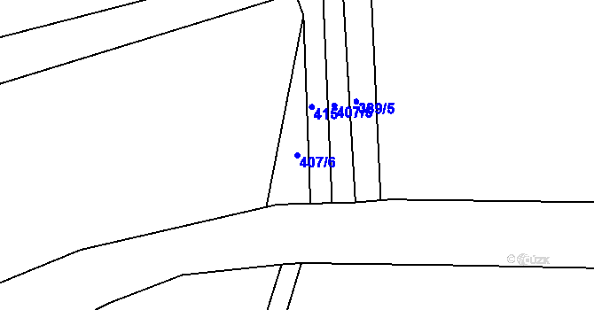 Parcela st. 407/6 v KÚ Dlouhomilov, Katastrální mapa