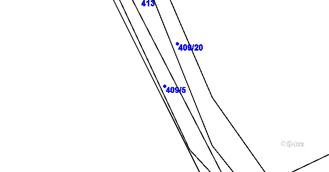 Parcela st. 409/5 v KÚ Dlouhomilov, Katastrální mapa