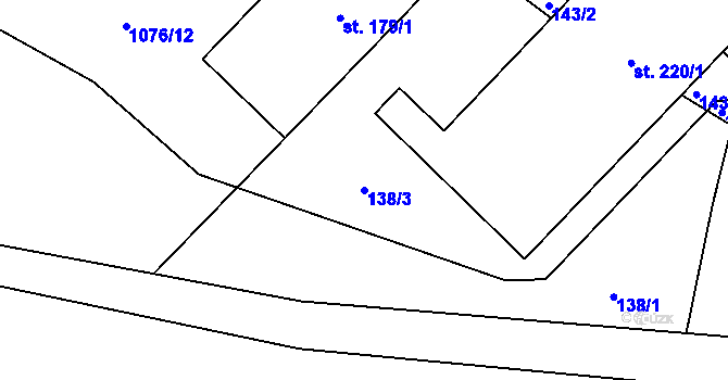 Parcela st. 138/3 v KÚ Dlouhomilov, Katastrální mapa