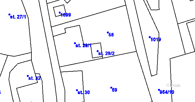 Parcela st. 29/2 v KÚ Dlouhomilov, Katastrální mapa