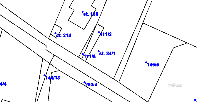 Parcela st. 84/1 v KÚ Dlouhopolsko, Katastrální mapa
