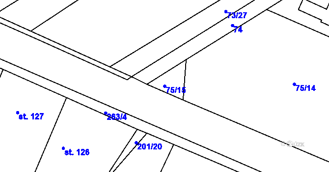 Parcela st. 75/15 v KÚ Dlouhopolsko, Katastrální mapa