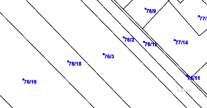 Parcela st. 76/3 v KÚ Dlouhopolsko, Katastrální mapa