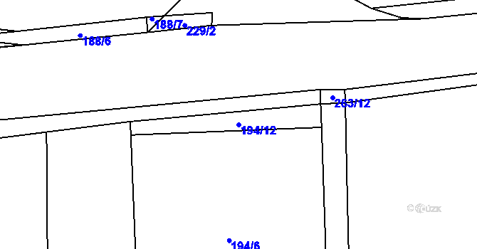 Parcela st. 194/12 v KÚ Dlouhopolsko, Katastrální mapa