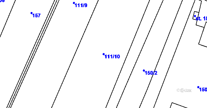 Parcela st. 111/10 v KÚ Dlouhopolsko, Katastrální mapa