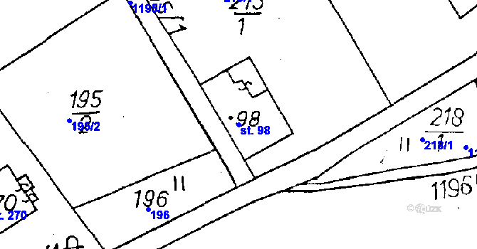 Parcela st. 98 v KÚ Dlouhý Most, Katastrální mapa