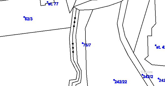 Parcela st. 75/7 v KÚ Dlouhý Most, Katastrální mapa