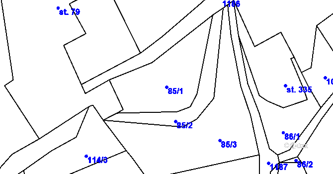 Parcela st. 85/1 v KÚ Dlouhý Most, Katastrální mapa