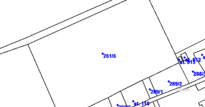 Parcela st. 251/5 v KÚ Dlouhý Most, Katastrální mapa
