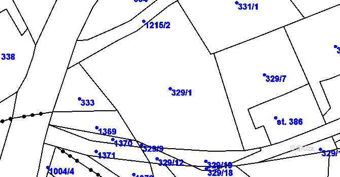 Parcela st. 329/1 v KÚ Dlouhý Most, Katastrální mapa
