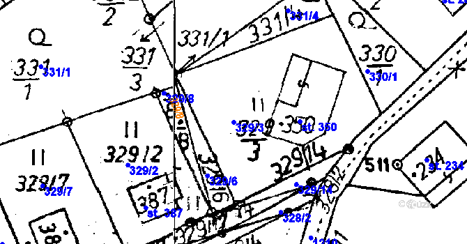 Parcela st. 329/3 v KÚ Dlouhý Most, Katastrální mapa