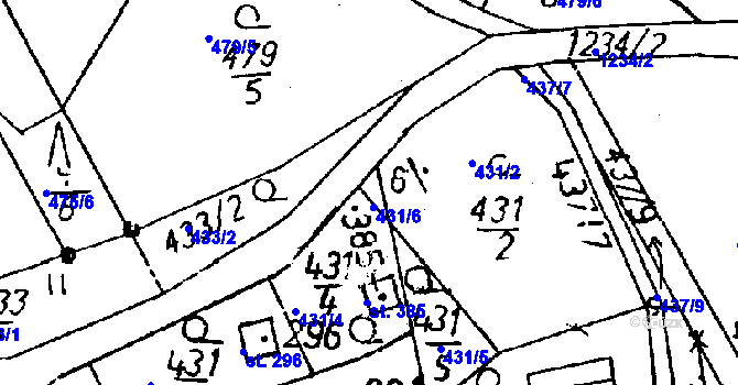 Parcela st. 431/6 v KÚ Dlouhý Most, Katastrální mapa