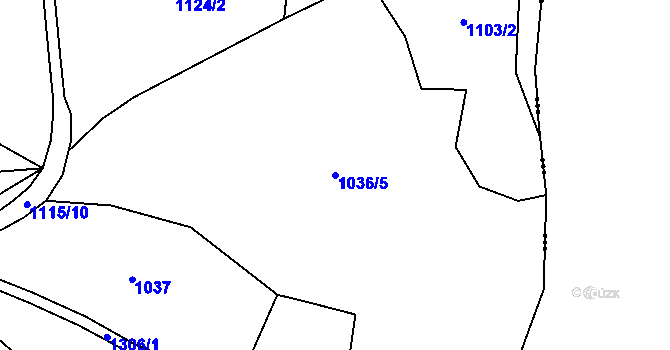 Parcela st. 1036/5 v KÚ Dlouhý Most, Katastrální mapa