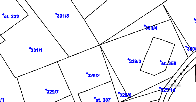 Parcela st. 329/8 v KÚ Dlouhý Most, Katastrální mapa