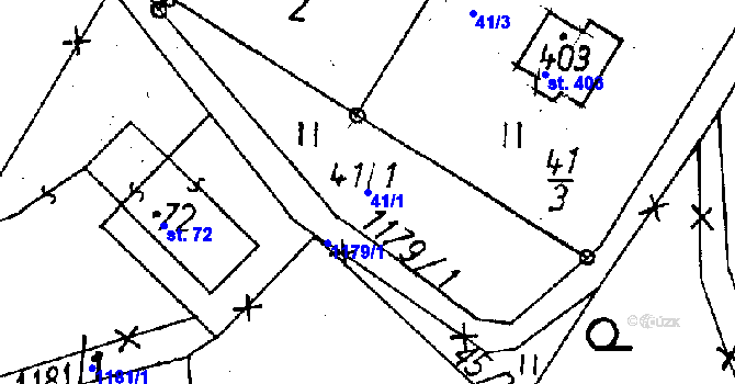 Parcela st. 41/1 v KÚ Dlouhý Most, Katastrální mapa