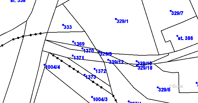 Parcela st. 329/9 v KÚ Dlouhý Most, Katastrální mapa