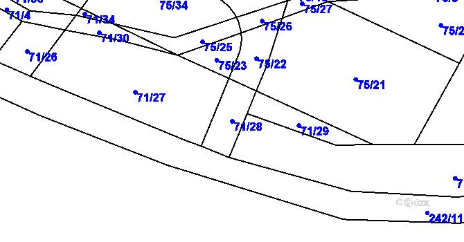Parcela st. 71/28 v KÚ Dlouhý Most, Katastrální mapa