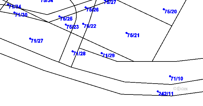 Parcela st. 71/29 v KÚ Dlouhý Most, Katastrální mapa