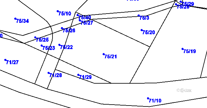 Parcela st. 75/21 v KÚ Dlouhý Most, Katastrální mapa